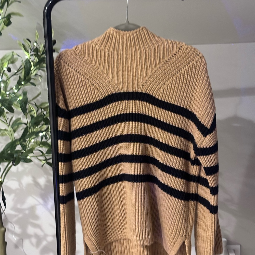 Old Navy Tan and Black Striped Turtleneck Sweater